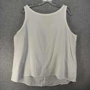 Eileen Fisher Womens Organic Cotton Tunic Tank XL Hi Low Hem